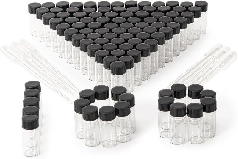 BKMAMLAB 5ml Clear Small Glass Vials 100pcs with Screw Caps(100pcs) - Image 1